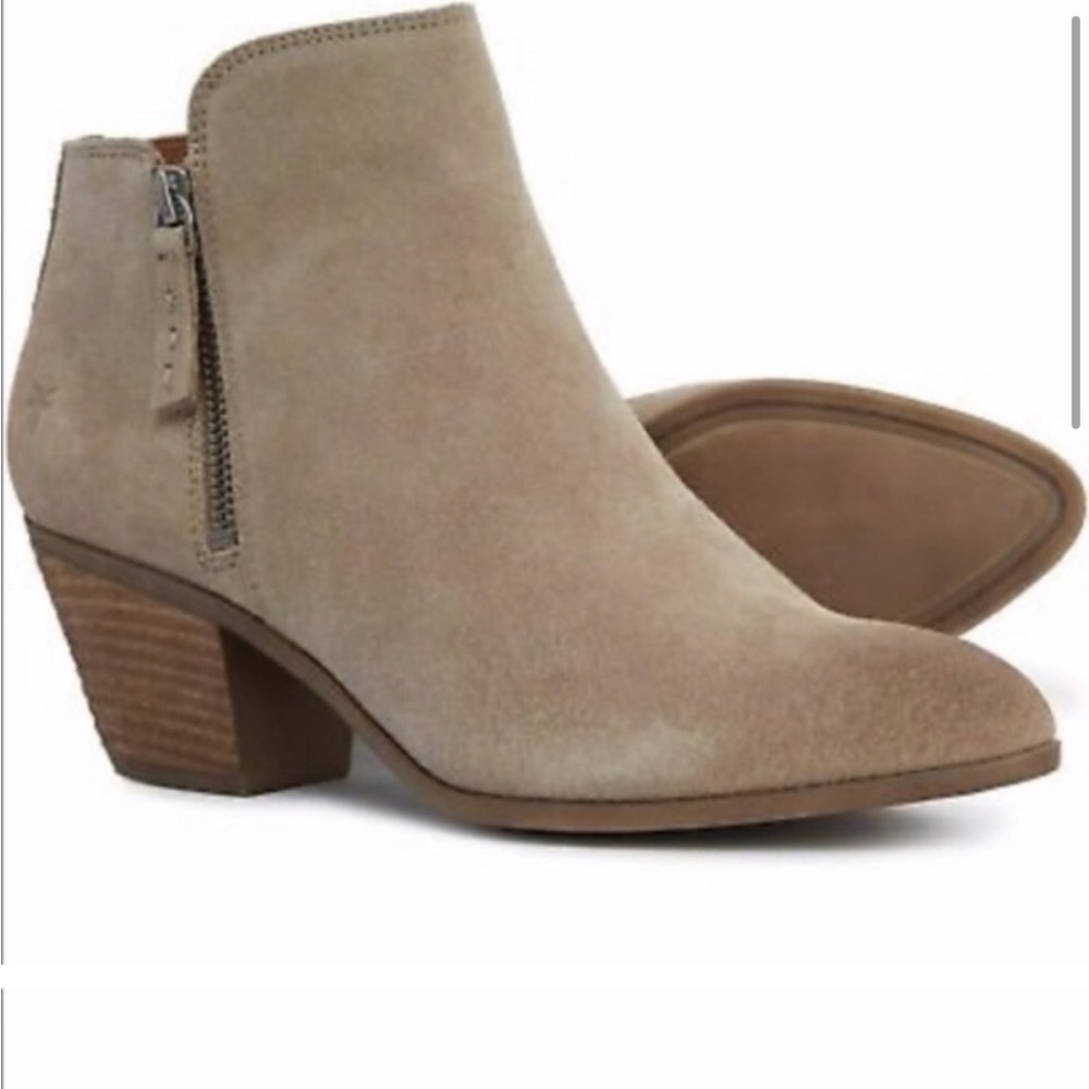 Frye Grayish Brown Suede Ankle Booties